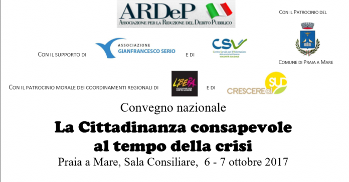 'La Cittadinanza consapevole al tempo della crisi', convegno nazionale a Praia a Mare