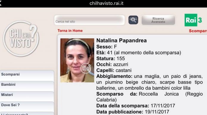 Natalina Papandrea, ancora una misteriosa scomparsa in Calabria