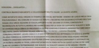 Un volantino anonimo circola in queste ore a Scalea