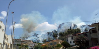 Roccella Jonica, incendio distrugge il parco del castello 'Carafa della Spina'