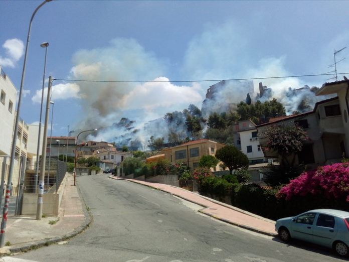 Roccella Jonica, incendio distrugge il parco del castello 'Carafa della Spina'