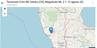 In mattinata una terremoto di 2.1 ha scosso Cetraro: epicentro a 10 km di profondità