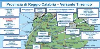 Relazione Dia, 2° semestre 2016: mappa 'ndrine calabresi - mandamento tirrenico